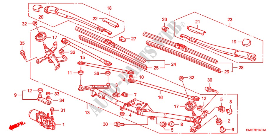 WINDSCHUTZSCHEIBENWISCHER (RH) für Honda CIVIC 1.4 S 5 Türen 6 gang-Schaltgetriebe 2007