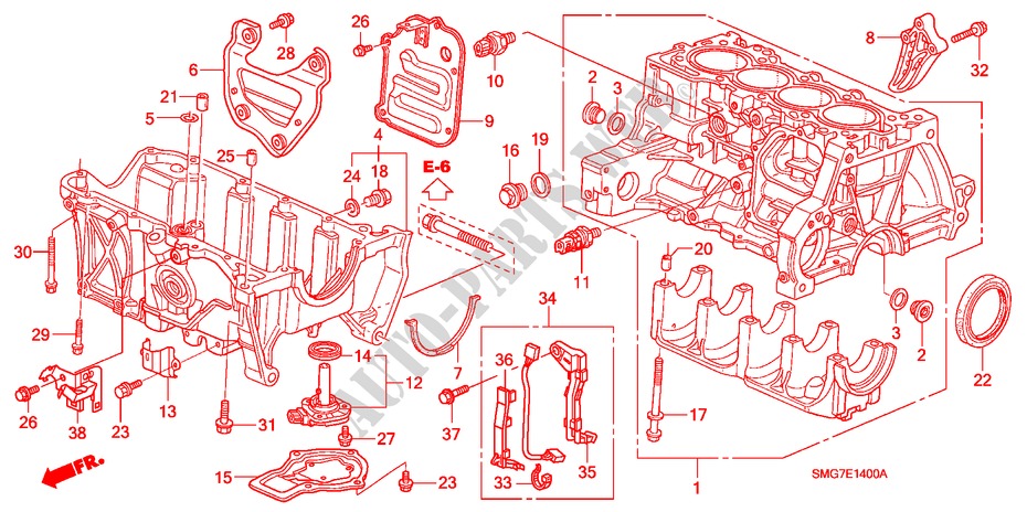ZYLINDERBLOCK/OELWANNE (1.4L) für Honda CIVIC 1.4 COMFORT 5 Türen 6 gang-Schaltgetriebe 2007