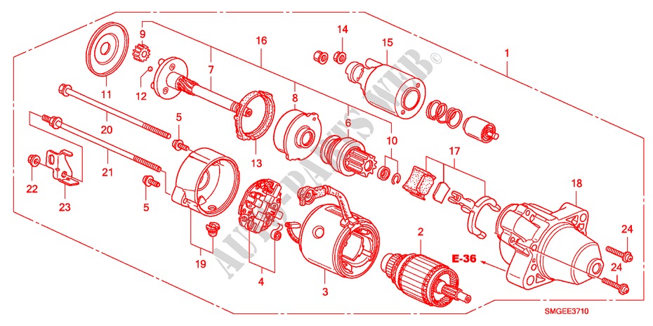 ANLASSER(MITSUBISHI)(DIESEL) für Honda CIVIC 2.2 VXI 5 Türen 6 gang-Schaltgetriebe 2010