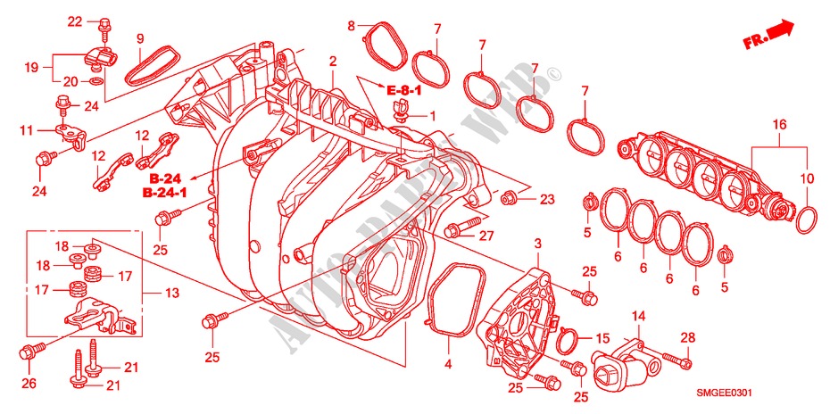 ANSAUGKRUEMMER(1.8L) für Honda CIVIC 1.8 BASE 5 Türen 5 gang automatikgetriebe 2009