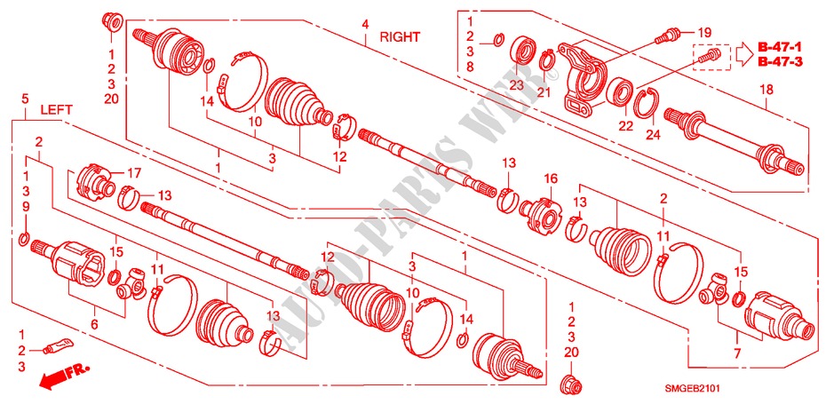 ANTRIEBSWELLE, VORNE/HALBWELLE(1.8L) für Honda CIVIC 1.8 S 5 Türen 5 gang automatikgetriebe 2010