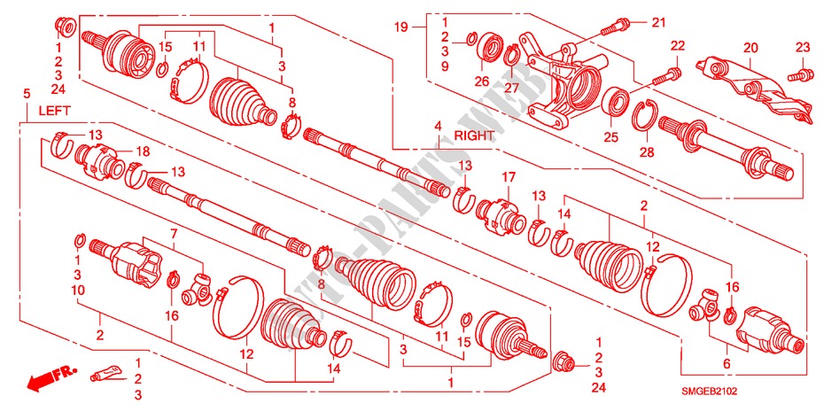 ANTRIEBSWELLE, VORNE/HALBWELLE(DIESEL) für Honda CIVIC 2.2 SPORT 5 Türen 6 gang-Schaltgetriebe 2009