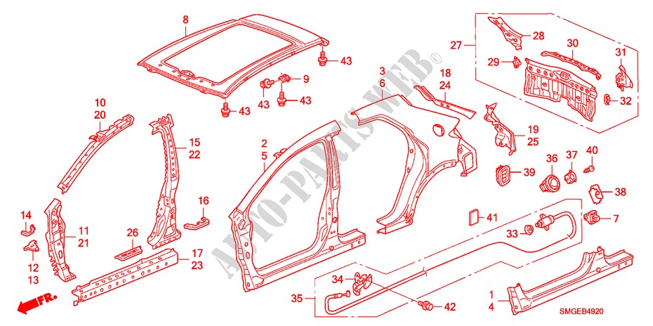 AUSSENBLECHE/TAFEL, HINTEN für Honda CIVIC 2.2 GT 5 Türen 6 gang-Schaltgetriebe 2010