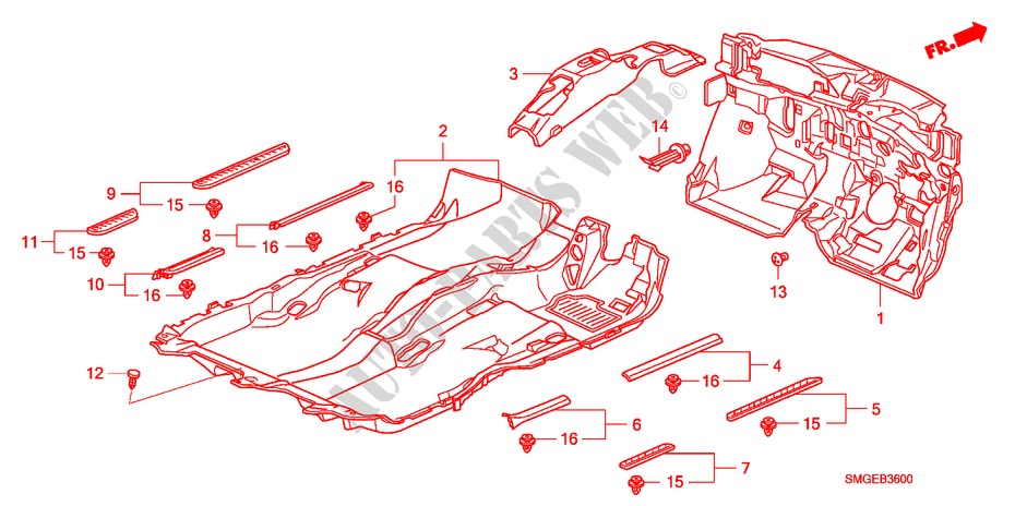 BODENMATTE für Honda CIVIC 2.2 GT 5 Türen 6 gang-Schaltgetriebe 2010