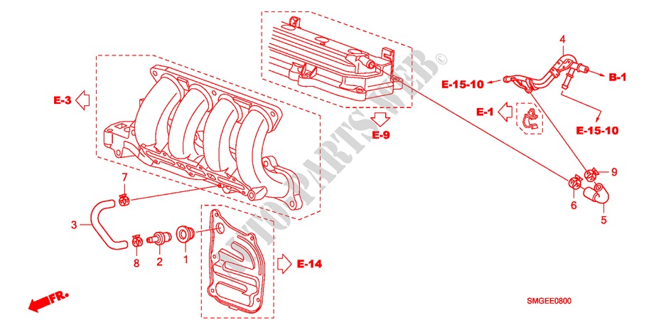 ENTLUEFTUNGSROHR(1.4L) für Honda CIVIC 1.4 SPORT 5 Türen 6 gang-Schaltgetriebe 2009