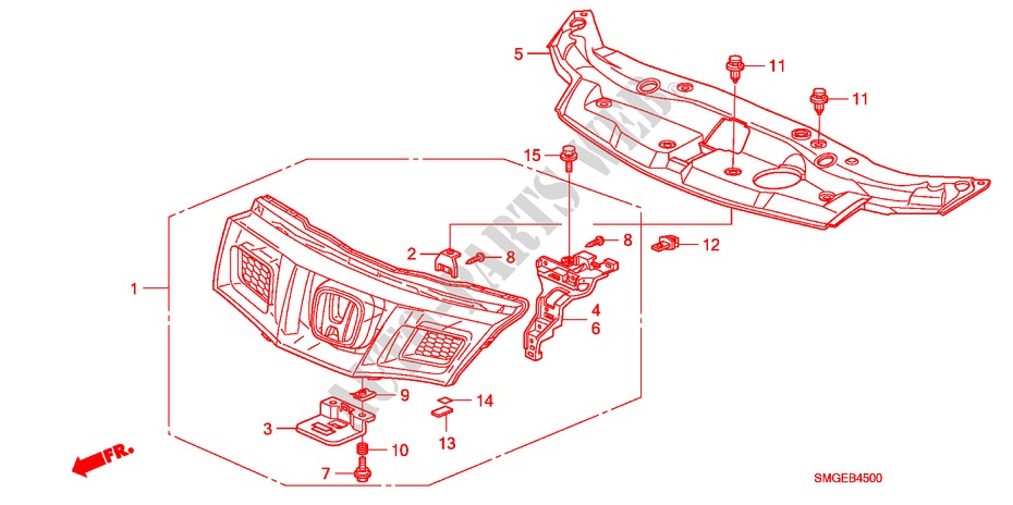 GRILL, VORNE(1) für Honda CIVIC 1.8 COMFORT 5 Türen 5 gang automatikgetriebe 2010