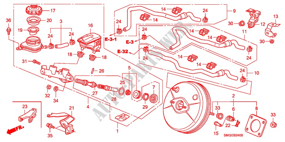 HAUPTBREMSZYLINDER/MASTER POWER(LH) für Honda CIVIC 1.8 BASE 5 Türen 5 gang automatikgetriebe 2009