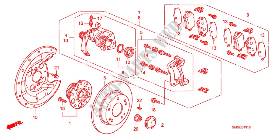 HINTERRADBREMSE für Honda CIVIC 1.8 S 5 Türen 6 gang-Schaltgetriebe 2009