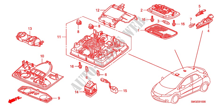 INNENLEUCHTE für Honda CIVIC 2.2 VXI 5 Türen 6 gang-Schaltgetriebe 2010
