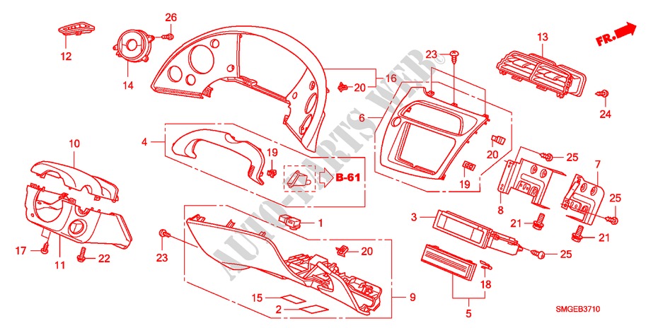 INSTRUMENTENBRETT(LH)(FAHRERSEITE) für Honda CIVIC 2.2 GT 5 Türen 6 gang-Schaltgetriebe 2010