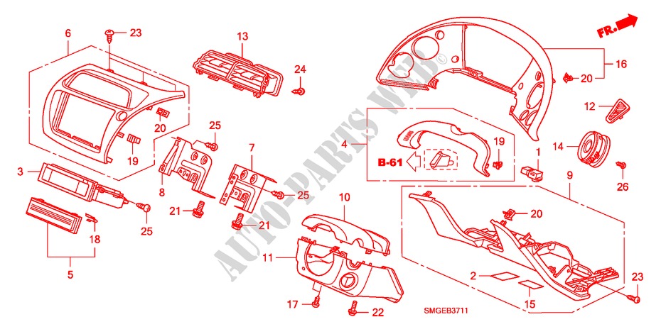 INSTRUMENTENBRETT(RH)(FAHRERSEITE) für Honda CIVIC 1.8 S 5 Türen 5 gang automatikgetriebe 2010