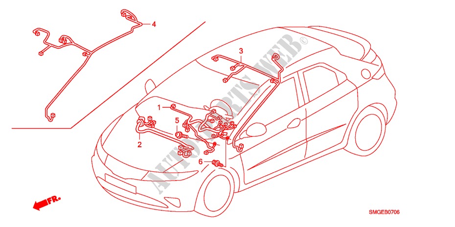 KABELBAUM(LH)(4) für Honda CIVIC 2.2 SPORT 5 Türen 6 gang-Schaltgetriebe 2009