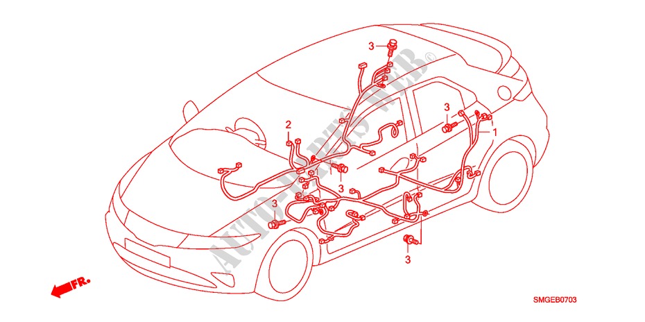 KABELBAUM(RH)(2) für Honda CIVIC 2.2 VXI 5 Türen 6 gang-Schaltgetriebe 2010