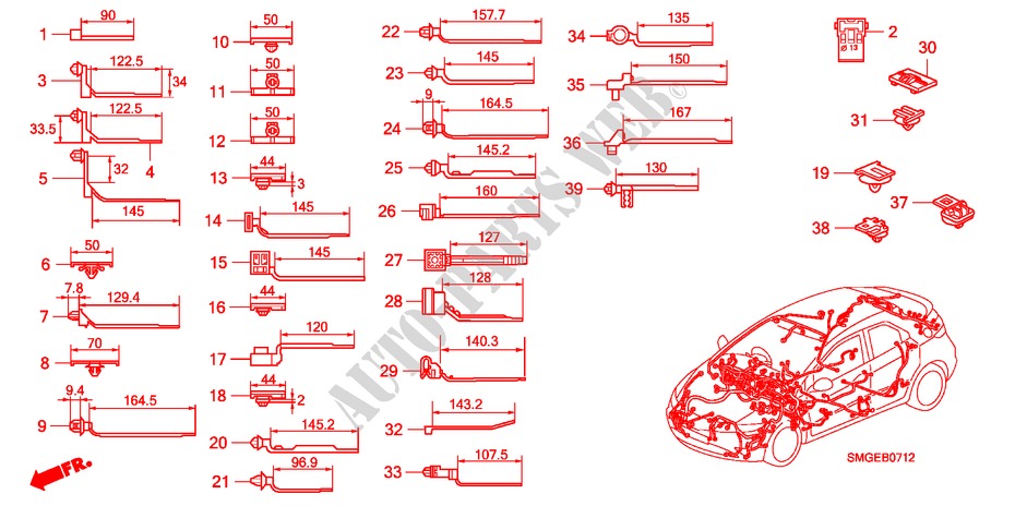 KABELBAUMBAND/BUEGEL(RH)(1) für Honda CIVIC 2.2 VXI 5 Türen 6 gang-Schaltgetriebe 2010
