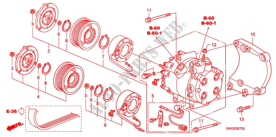 KLIMAANLAGE(KOMPRESSOR)(DIESEL) für Honda CIVIC 2.2 GT 5 Türen 6 gang-Schaltgetriebe 2010