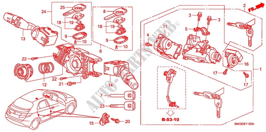 KOMBISCHALTER(LH) für Honda CIVIC 1.8 BASE 5 Türen 5 gang automatikgetriebe 2009