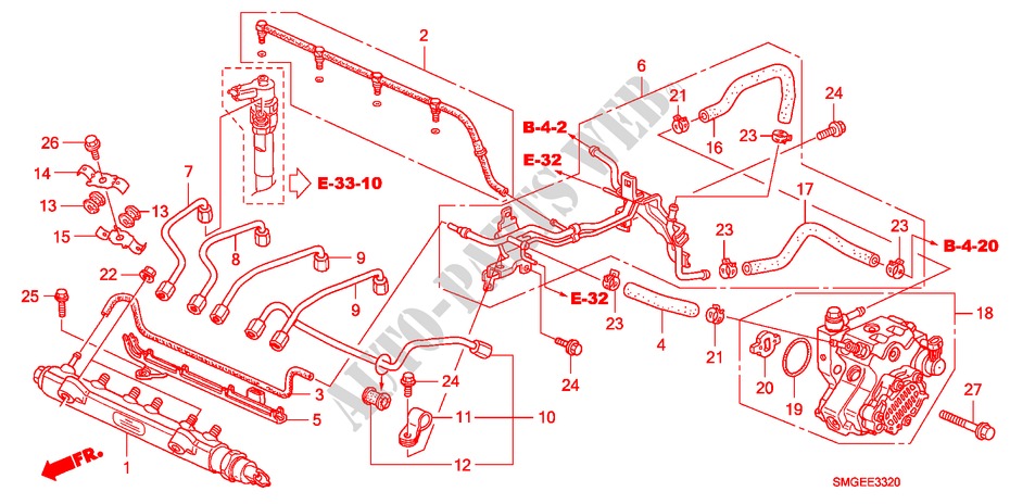 KRAFTSTOFF, SCHIENE/HOCHDRUCKPUMPE(DIESEL) für Honda CIVIC 2.2 SPORT 5 Türen 6 gang-Schaltgetriebe 2009