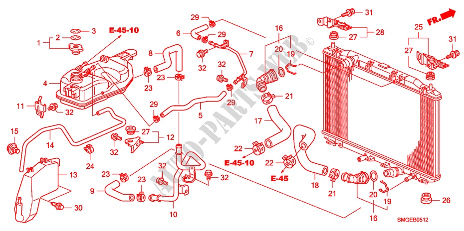 KUEHLERSCHLAUCH/RESERVETANK(DIESEL) für Honda CIVIC 2.2 SPORT 5 Türen 6 gang-Schaltgetriebe 2009