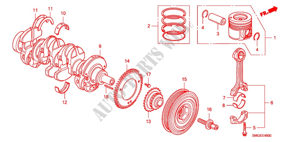 KURBELWELLE/KOLBEN(DIESEL) für Honda CIVIC 2.2 GT 5 Türen 6 gang-Schaltgetriebe 2010