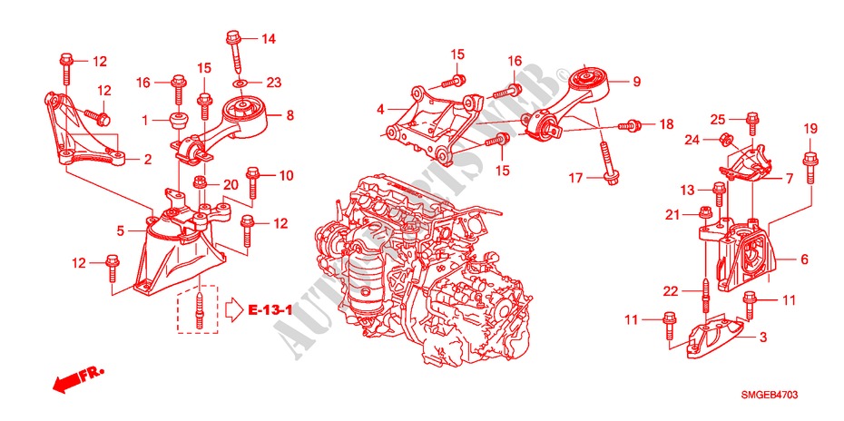 MOTORBEFESTIGUNGEN(1.8L)(AT) für Honda CIVIC 1.8 BASE 5 Türen 5 gang automatikgetriebe 2009