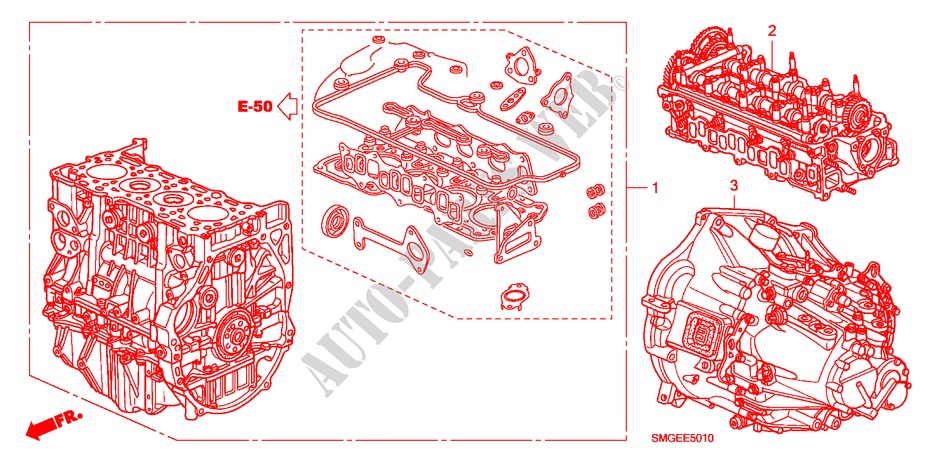 MOTOREINHEIT/GETRIEBE KOMPL.(DIESEL) für Honda CIVIC 2.2 GT 5 Türen 6 gang-Schaltgetriebe 2010