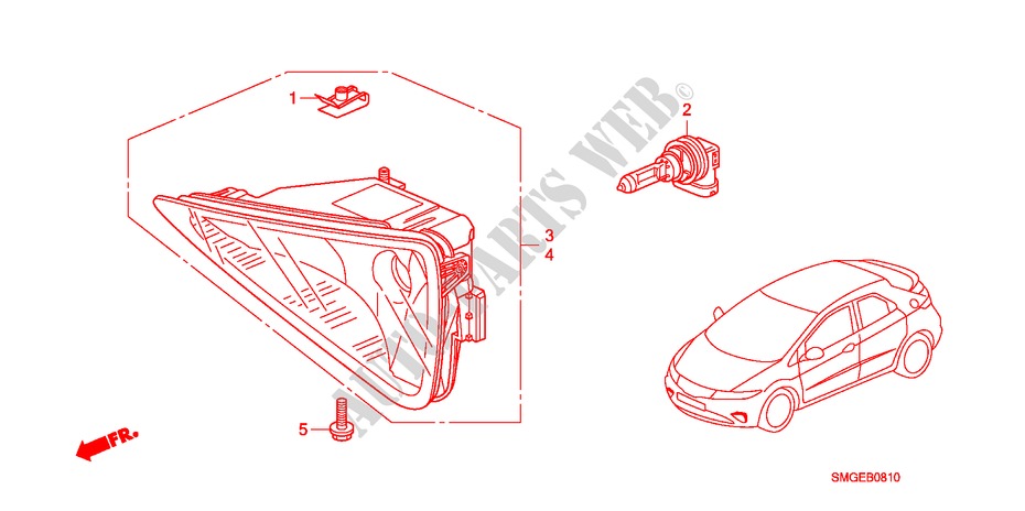 NEBELSCHEINWERFER für Honda CIVIC 2.2 VXI 5 Türen 6 gang-Schaltgetriebe 2010