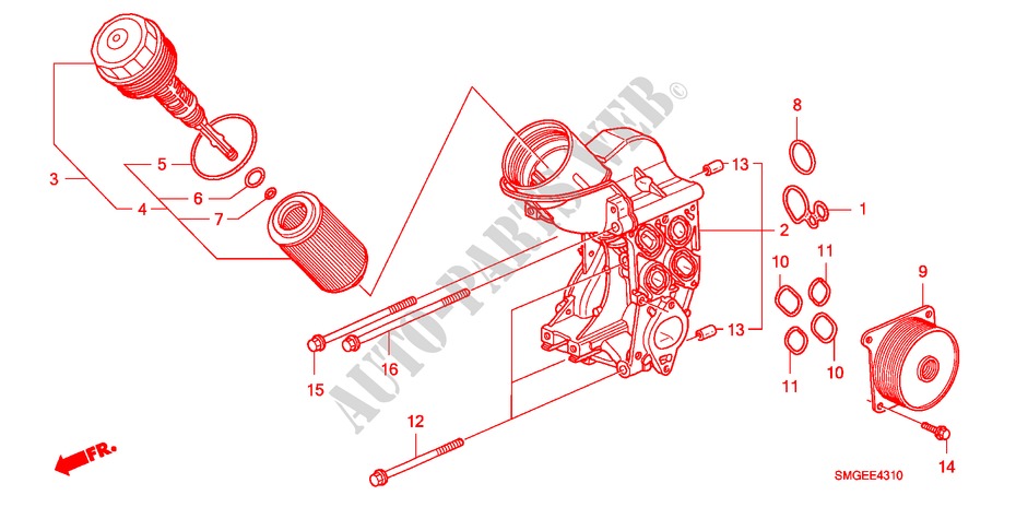 OELFILTERGEHAEUSE(DIESEL) für Honda CIVIC 2.2 SPORT 5 Türen 6 gang-Schaltgetriebe 2009