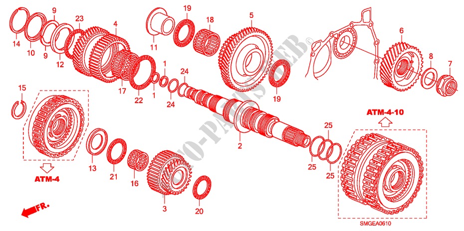 SEKUNDAERWELLE für Honda CIVIC 1.8 S 5 Türen 5 gang automatikgetriebe 2010