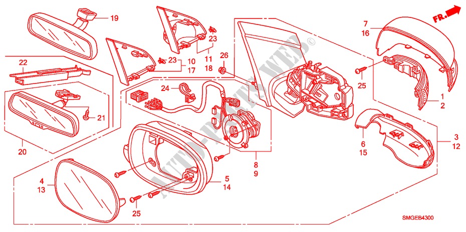 SPIEGEL für Honda CIVIC 1.8 BASE 5 Türen 5 gang automatikgetriebe 2009