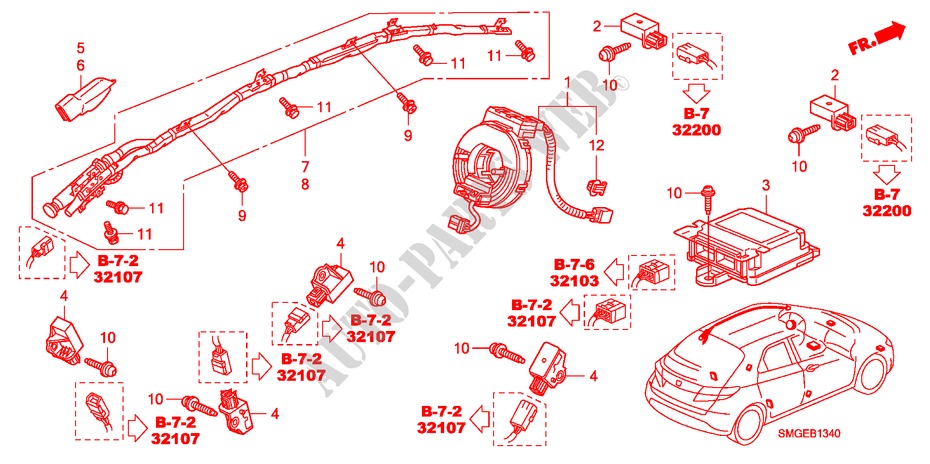 SRS EINHEIT(LH) für Honda CIVIC 2.2 SPORT 5 Türen 6 gang-Schaltgetriebe 2009