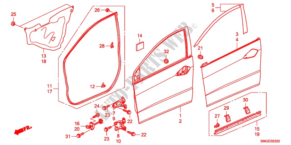 TUERTAFELN, VORNE für Honda CIVIC 1.8 BASE 5 Türen 5 gang automatikgetriebe 2009