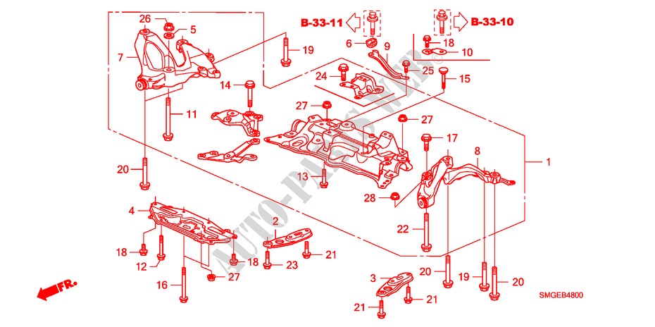 VORDERER HILFSRAHMEN für Honda CIVIC 1.8 BASE 5 Türen 5 gang automatikgetriebe 2009