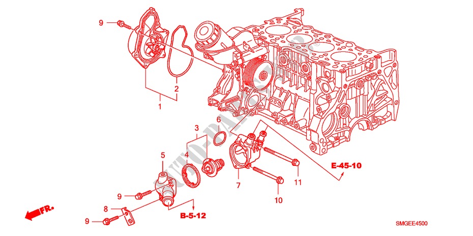 WASSERPUMPE(DIESEL) für Honda CIVIC 2.2 SPORT 5 Türen 6 gang-Schaltgetriebe 2009