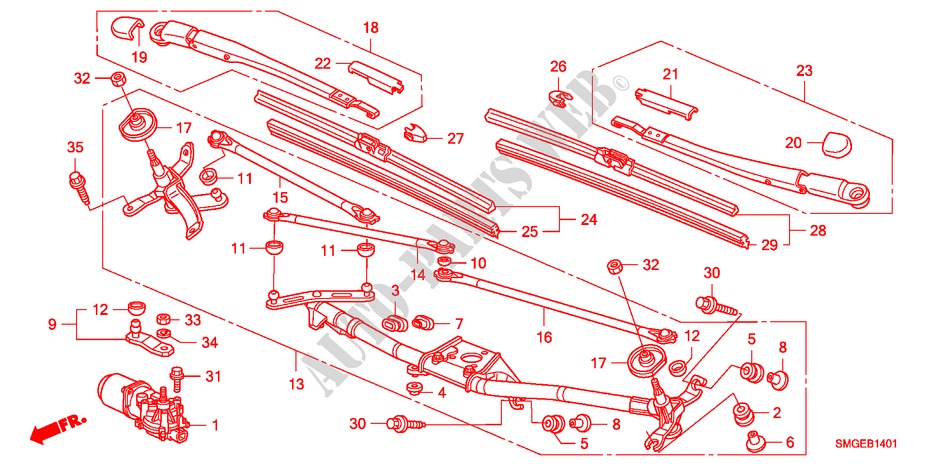 WINDSCHUTZSCHEIBENWISCHER(RH) für Honda CIVIC 1.8 S 5 Türen 5 gang automatikgetriebe 2010