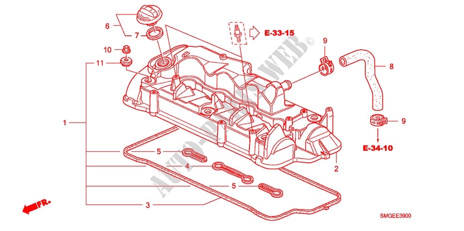 ZYLINDERKOPFDECKEL(DIESEL) für Honda CIVIC 2.2 GT 5 Türen 6 gang-Schaltgetriebe 2010