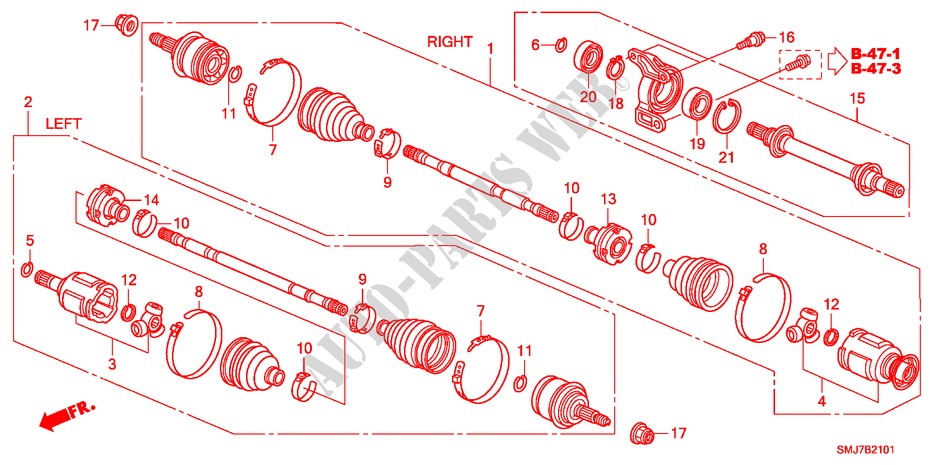 ANTRIEBSWELLE, VORNE/HALBWELLE(1.8L) für Honda CIVIC 1.8VXI 5 Türen 6 gang-Schaltgetriebe 2011