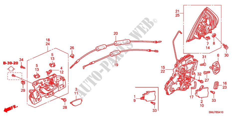 TUERSCHLOESSER, HINTEN/AEUSSERER GRIFF für Honda CIVIC 1.8EXE 5 Türen 5 gang automatikgetriebe 2011