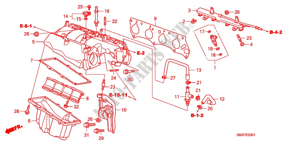 ANSAUGKRUEMMER(2.0L) für Honda CIVIC 2.0 TYPE R 3 Türen 6 gang-Schaltgetriebe 2007