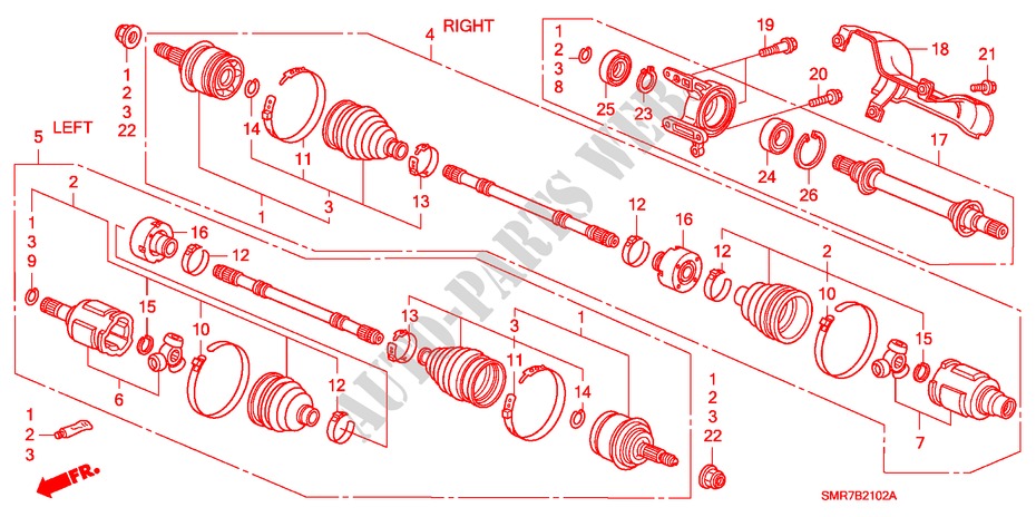 ANTRIEBSWELLE, VORNE/ HALBWELLE(2.0L) für Honda CIVIC 2.0 TYPE R 3 Türen 6 gang-Schaltgetriebe 2007