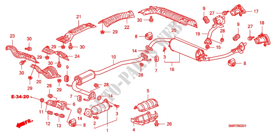 AUSPUFFROHR/SCHALLDAEMPFER (DIESEL)(1) für Honda CIVIC 2.2 TYPE S 3 Türen 6 gang-Schaltgetriebe 2007