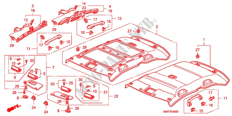 DACHVERKLEIDUNG für Honda CIVIC 2.0 TYPE-R 3 Türen 6 gang-Schaltgetriebe 2009
