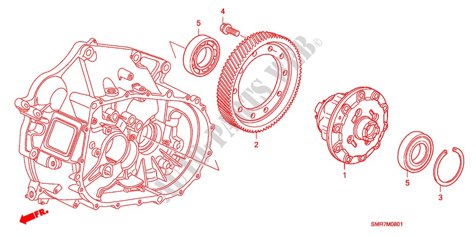 DIFFERENTIAL(2.0L) für Honda CIVIC 2.0 TYPE R 3 Türen 6 gang-Schaltgetriebe 2007