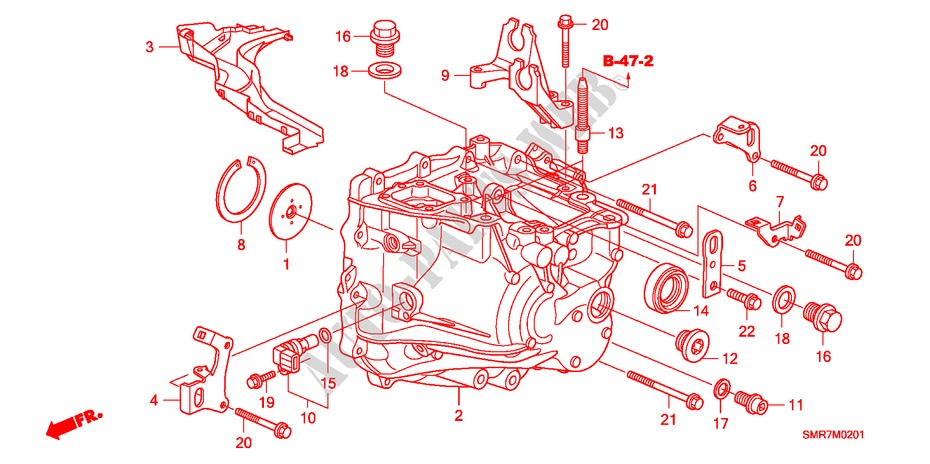 GETRIEBEGEHAEUSE (2.0L) für Honda CIVIC 2.0 TYPE R 3 Türen 6 gang-Schaltgetriebe 2009
