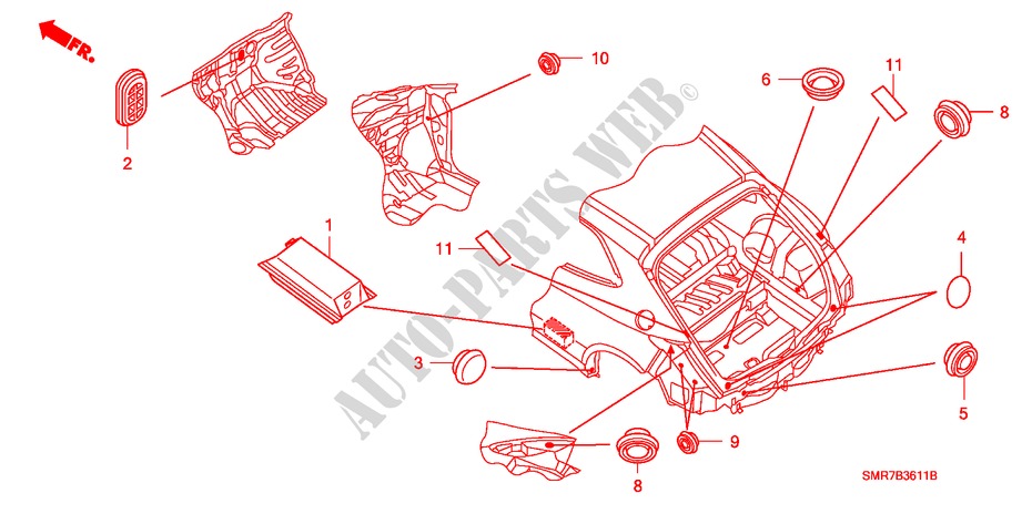 GUMMITUELLE(HINTEN) für Honda CIVIC 2.2 TYPE S     DPF 3 Türen 6 gang-Schaltgetriebe 2009