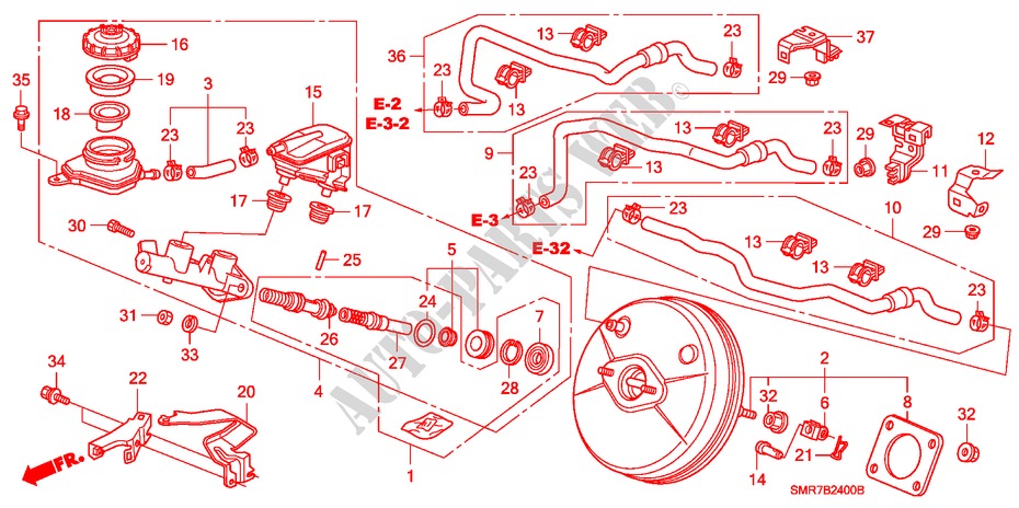 HAUPTBREMSZYLINDER/ MASTER POWER(LH) für Honda CIVIC 2.2 TYPE S 3 Türen 6 gang-Schaltgetriebe 2007