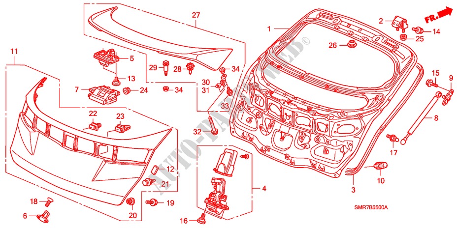 HECKKLAPPE für Honda CIVIC 2.0 TYPE-R 3 Türen 6 gang-Schaltgetriebe 2009