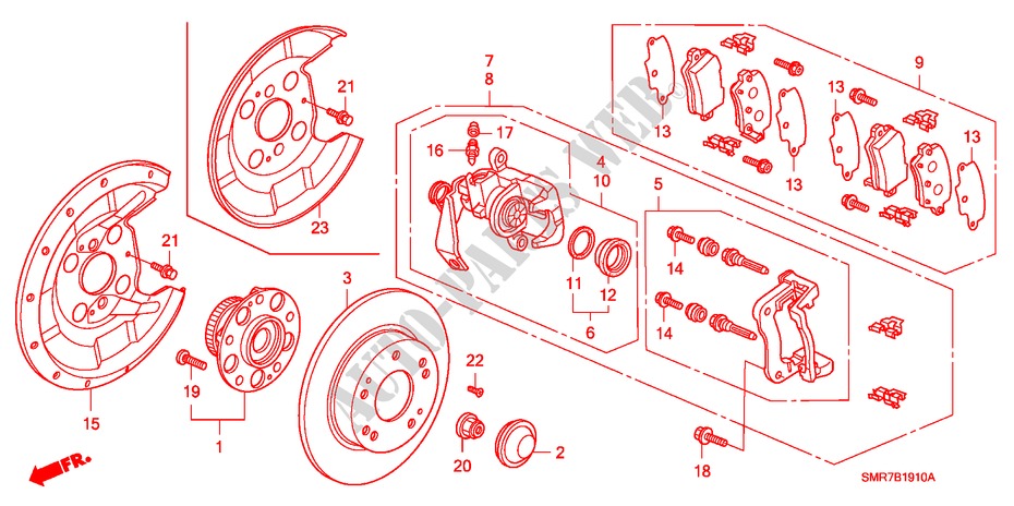 HINTERRADBREMSE für Honda CIVIC 2.0 TYPE R 3 Türen 6 gang-Schaltgetriebe 2007
