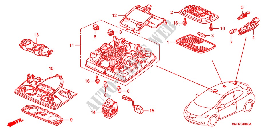 INNENLEUCHTE für Honda CIVIC 2.0 TYPE R 3 Türen 6 gang-Schaltgetriebe 2009