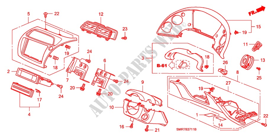 INSTRUMENTENBRETT(RH)(FAHRERSEITE) für Honda CIVIC 1.8 TYPE S 3 Türen 6 gang-Schaltgetriebe 2007