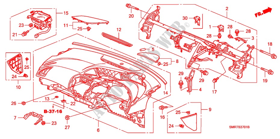 INSTRUMENTENBRETT(RH) für Honda CIVIC 2.2 TYPE S     DPF 3 Türen 6 gang-Schaltgetriebe 2008